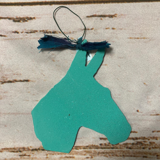 Maroon Metal Donkey Head Ornament with Tan Ribbon 155728 Stockyard Style