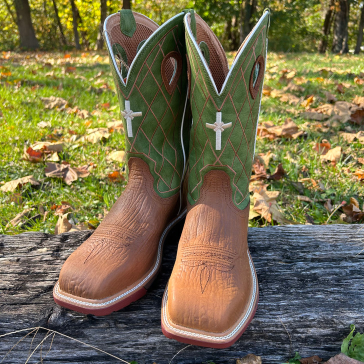 Twisted X Men's Waterproof Nano Toe Green & Caramel Work Boot MXBNW07