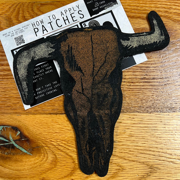 2 Fly Large Bull Skull Iron-On Patch 2Fly-LgSk
