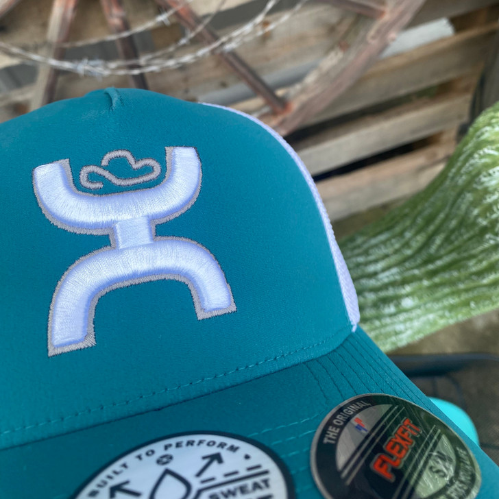 Hooey Coach Teal and White Flexfit Hat 2412TLWH