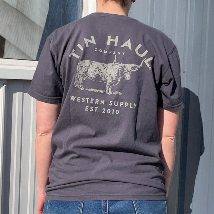 Tin Haul Men's Dark Grey T-Shirt with Western Print 10-076-0501-0947 GY