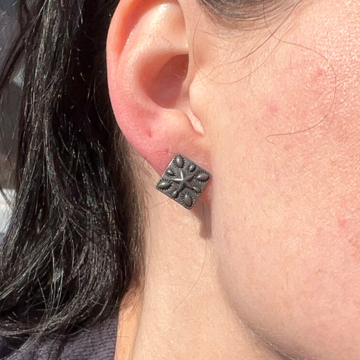 Pewter Star Square Post Earrings