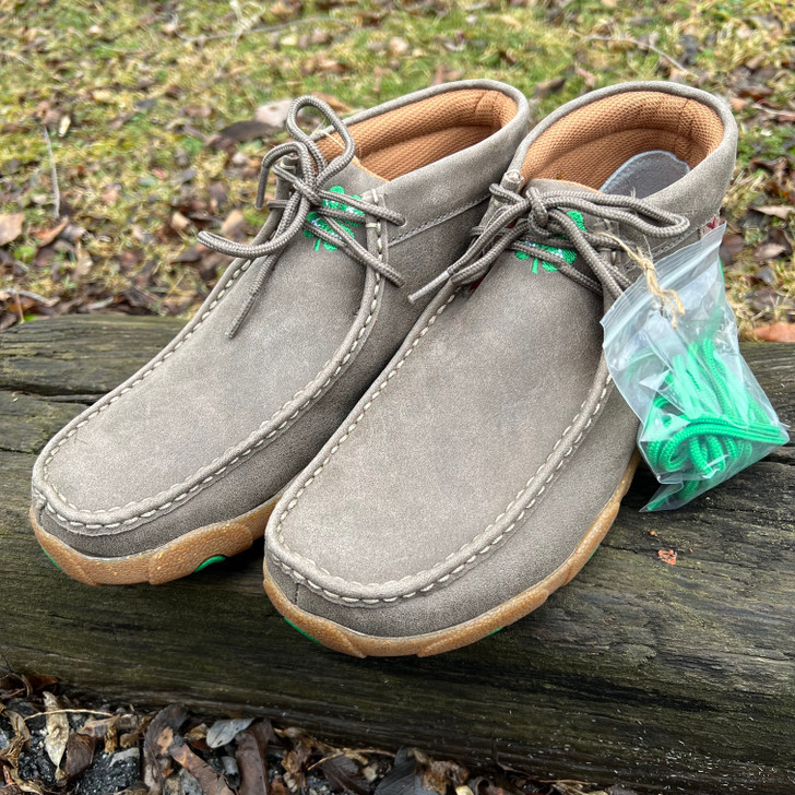 Twisted X 4-H Chukka Driving Moc Deep Taupe and Green MDM0102