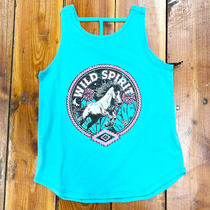 Rock & Roll Girl's Turquoise Wild Spirit Graphic Tank BG20T04355
