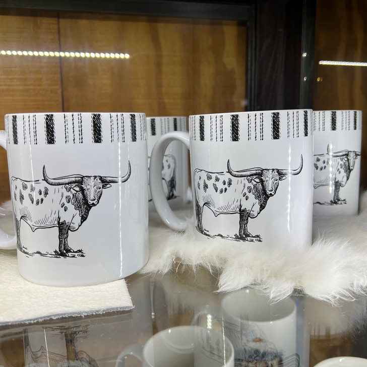 Paseo Road Ranch Life Longhorn Mug - Set of 4