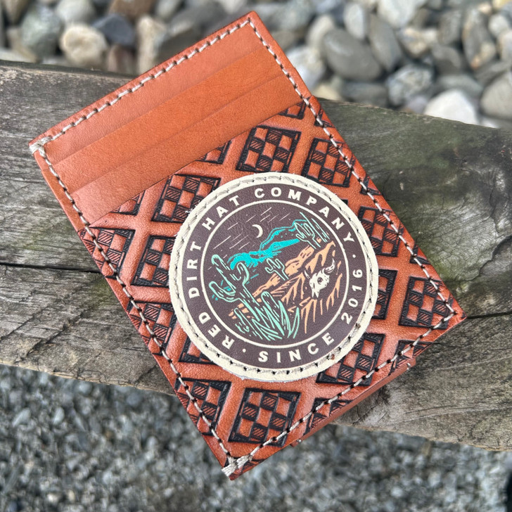 Red Dirt Card Money Clip Wallet with Desert Scene Patch