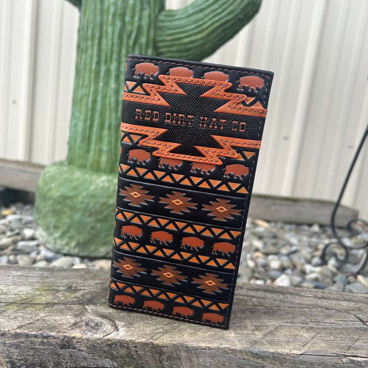 Red Dirt Rodeo Wallet with Aztec and Bison Design