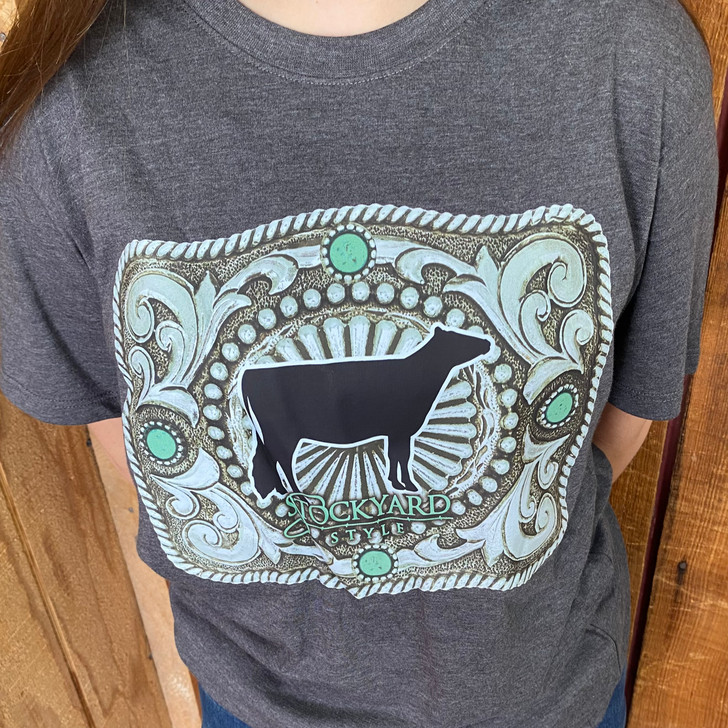 Charcoal Show Dairy Cow Belt Buckle Tee