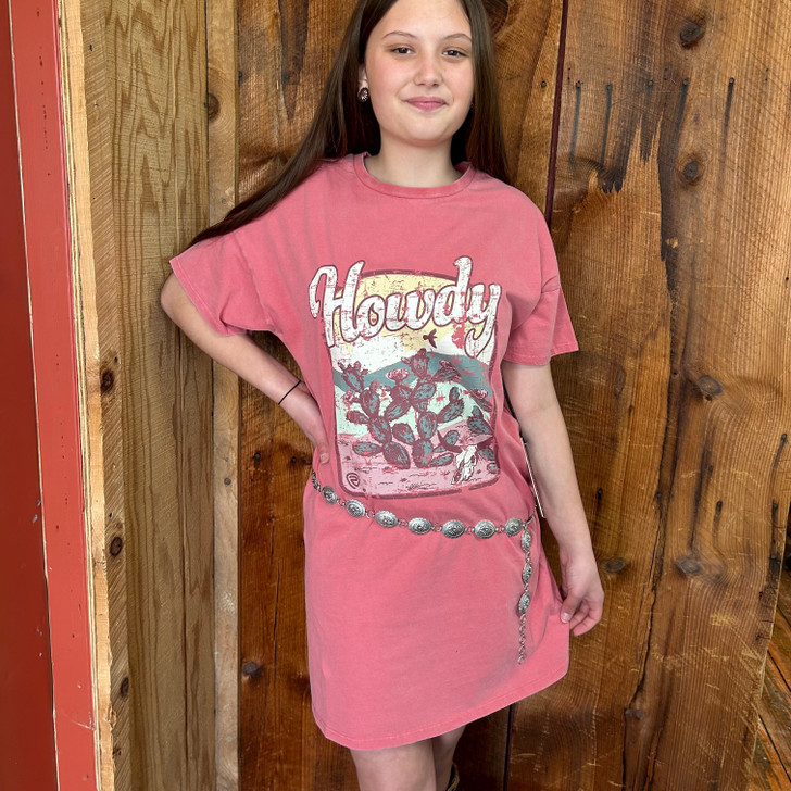 Rock & Roll Ladies Rose "Howdy" Graphic T-Shirt Dress BWD1R04014