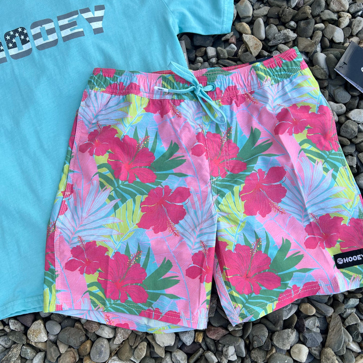 Hooey Men's "Bigwake" Pink Palm Leaf Board Shorts HB2025PK