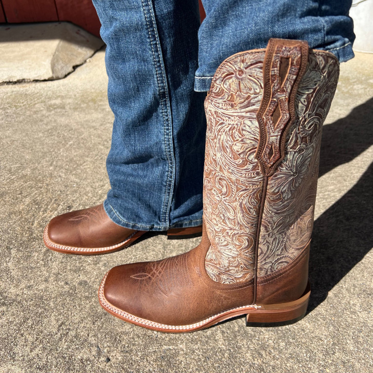 BOULET レディース レザー ウエスタンブーツ カナダ製 Boulet Women's Navajo Honey and Giardino Old West Square Toe Boot