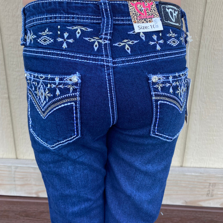 Cowgirl Hardware Girl's Brushed Aztec Boot Cut Jeans