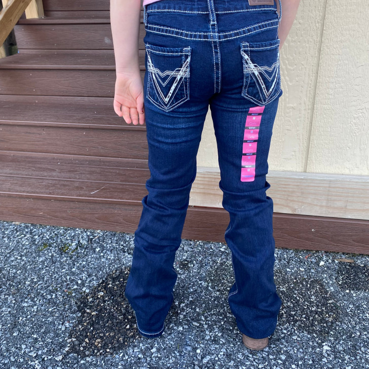 Rock & Roll Girl's Dark Wash Deep V Cowhide Bootcut Jean BG4MD05375