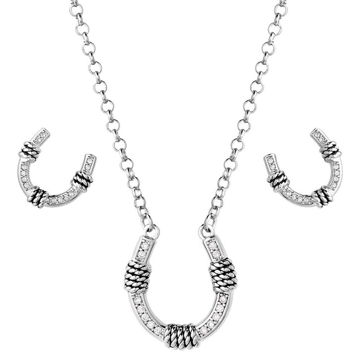 Montana Silversmiths Roped Horseshoe Crystal Jewelry Set JS6038
