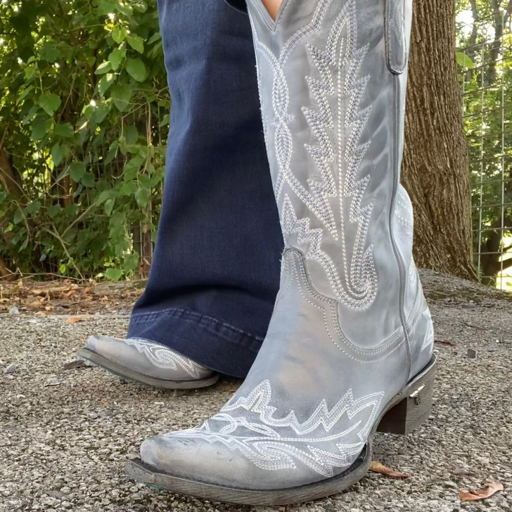 Lane Lexington Snip Toe Boot in Washed Denim LB04880 - Stockyard Style