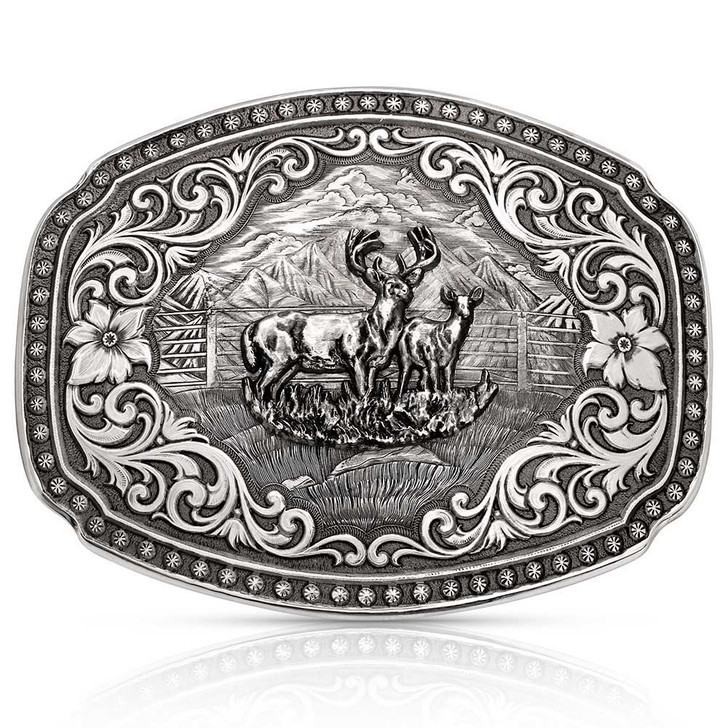 Montana Silversmiths Nature's Valor Buckle with Buck and Doe