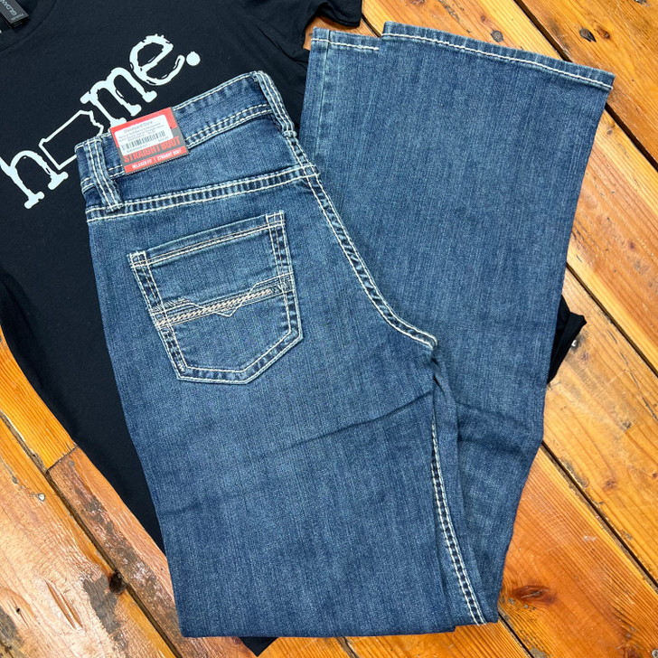 Rock & Roll Men's Embroidered Pocket Double Barrel Straight Jeans BM0SD06121