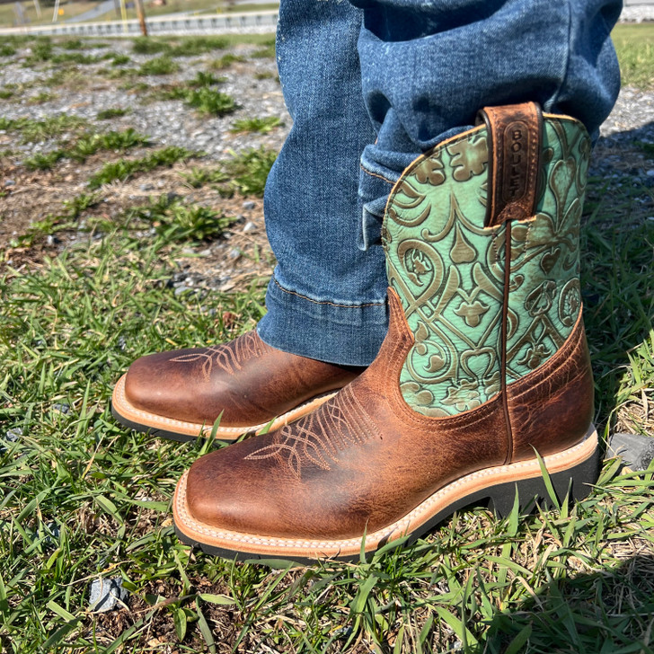 Boulet Women's Joker Turquoise Brown and Navajo Honey 9" Square Toe Boot 4944