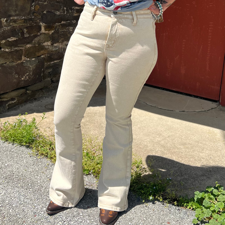 Rock & Roll Ladies Natural Button Flare Jean BW6PD06328