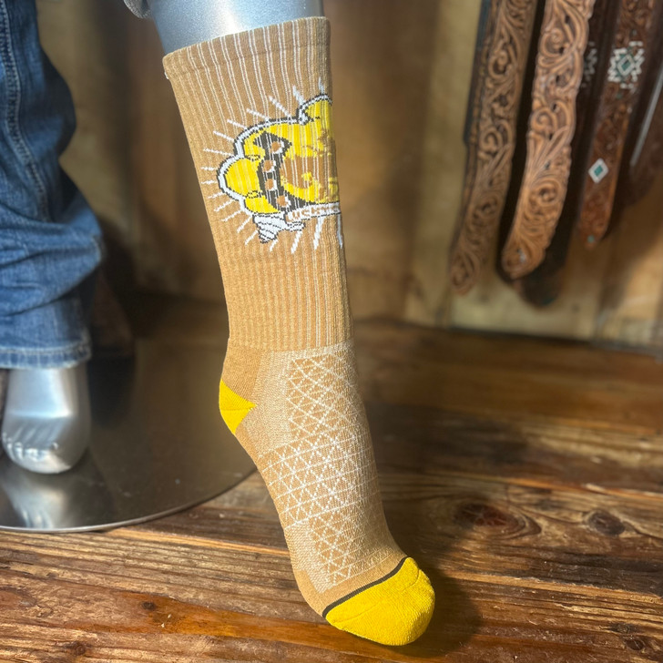 Lucky Chuck Lucky Bucking Cowgirl Tan Performance Socks LC12-12183