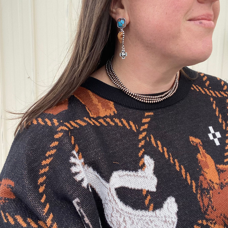 Triple Strand Copper Faux Navajo Choker Necklace