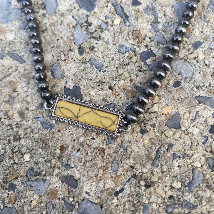 Faux Navajo Necklace with Yellow Bar Pendant