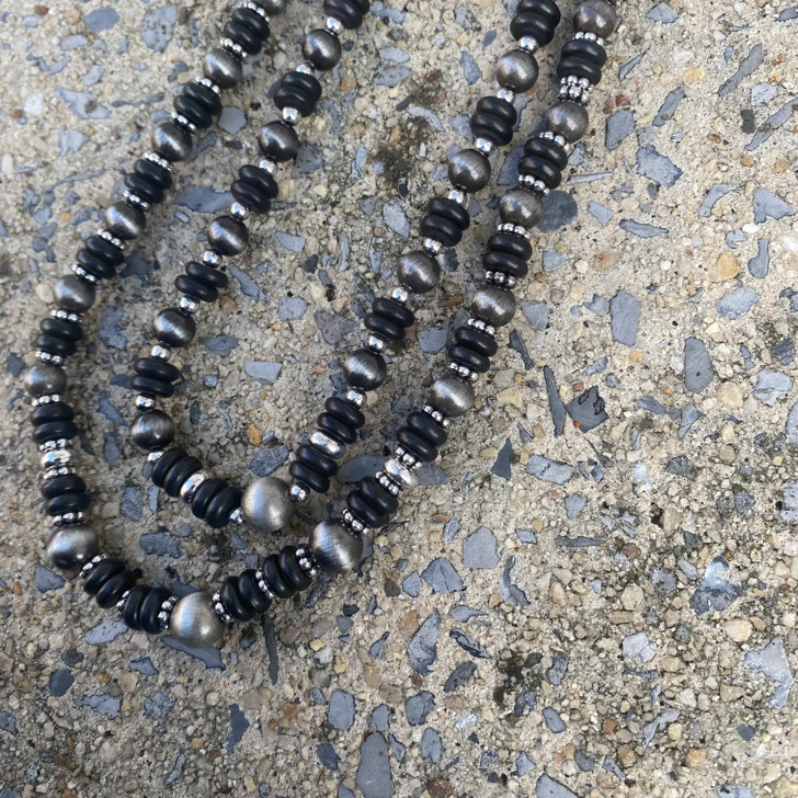 Black Rondelle and Faux Navajo Necklaces