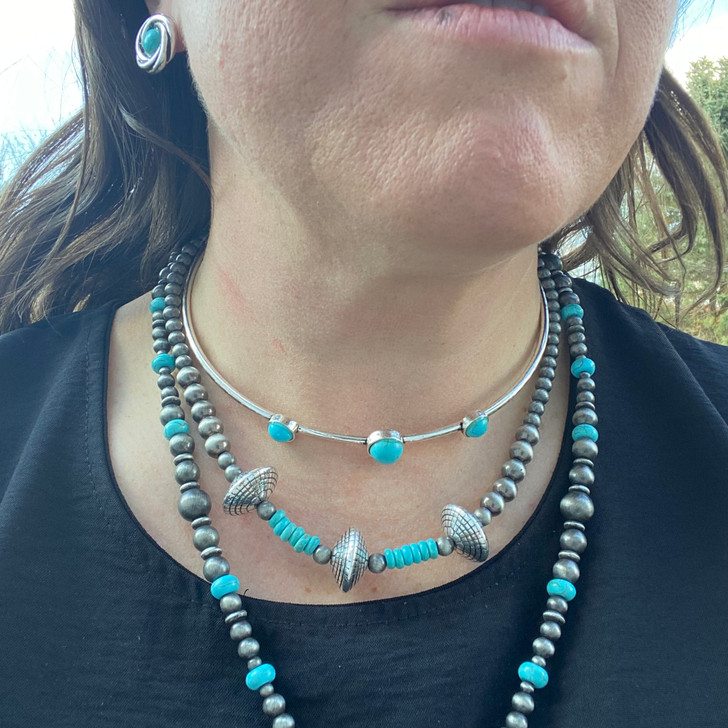 Turquoise & Faux Navajo Necklace and Choker Combo