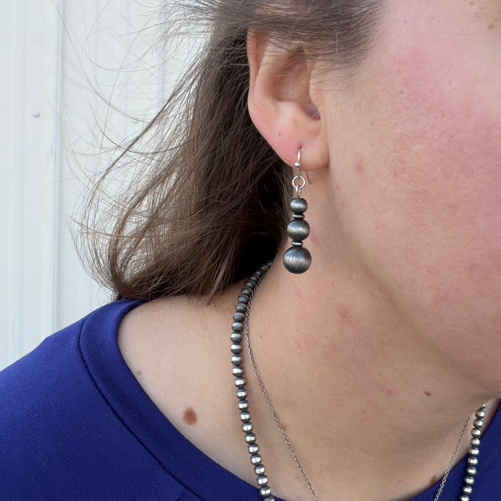 Faux Navajo Pearl Beaded Drop Earrings AE8114-SB