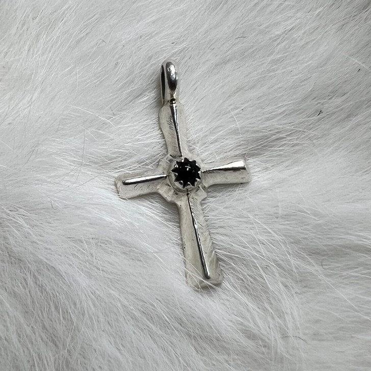 Navajo Black Onyx & Sterling Silver Cross Pendant - Stockyard Style