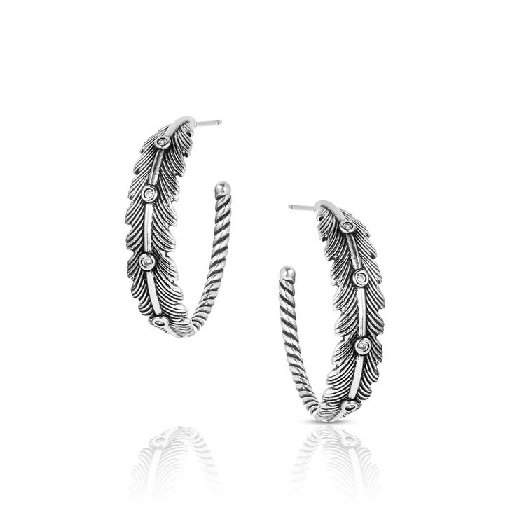 Montana Silversmiths Feathered Path Hoop Earrings ER6310
