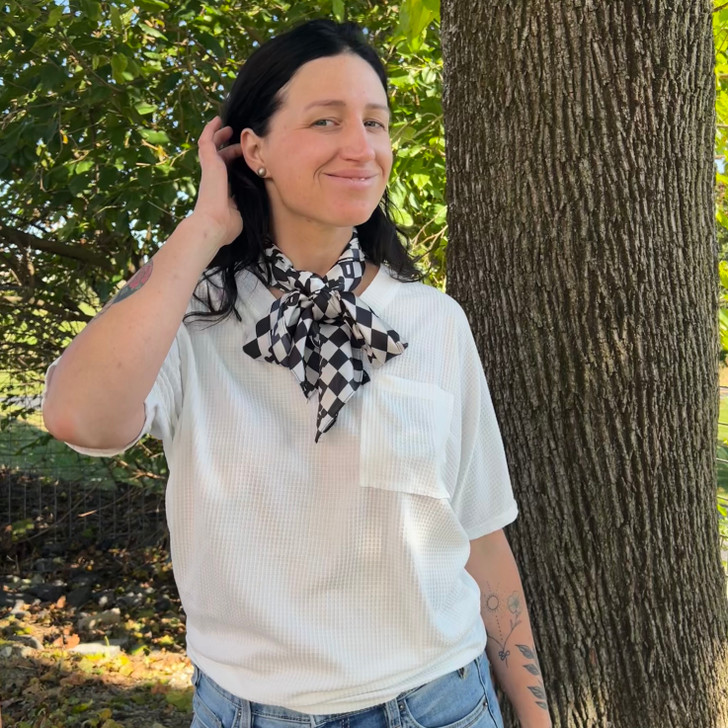 Andree Ladies Ivory Waffle V-Neck Dolman Sleeve Top MHS99-I