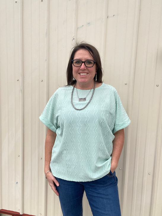 Andree Ladies Mint Textured Dolman Sleeve Top
