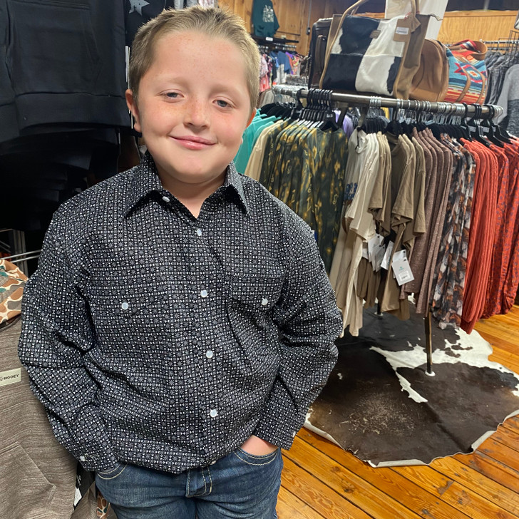 Panhandle Boy's Long Sleeve Black Snap Shirt RBN2S06924