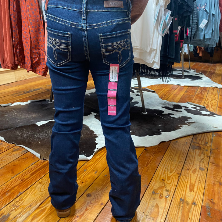 Rock & Roll Girl's Dark Vintage Boot Stitch Bootcut Jeans BG4MD07396