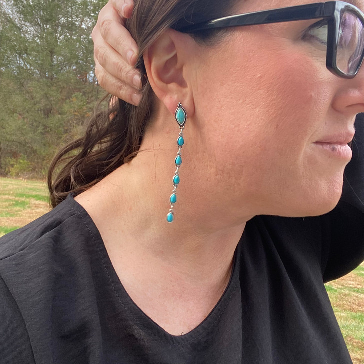 Turquoise Stone Drop Earrings
