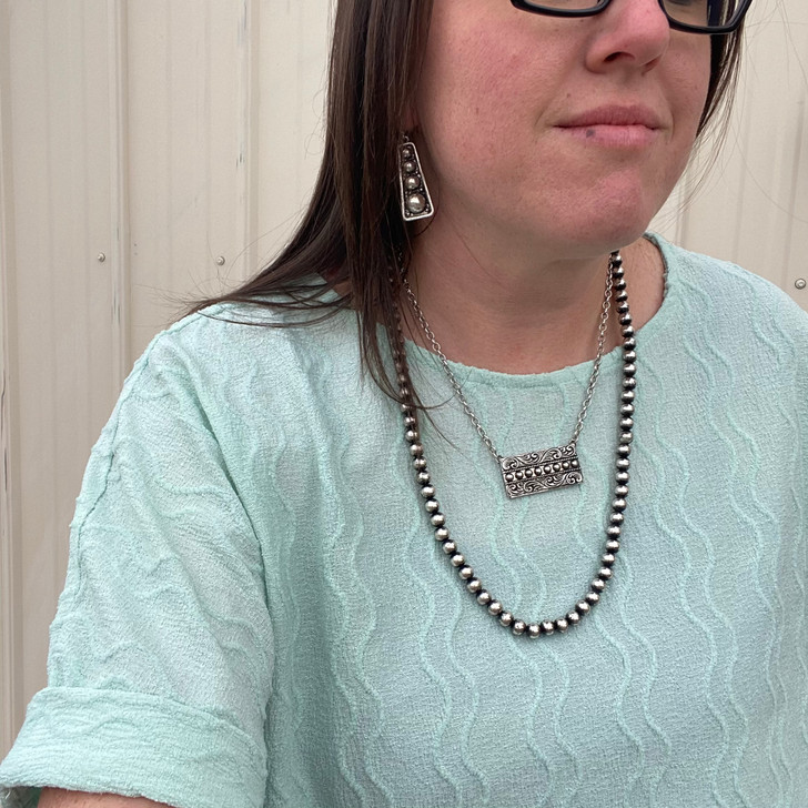 18" Western Pearl and Filigree Pendant Necklace