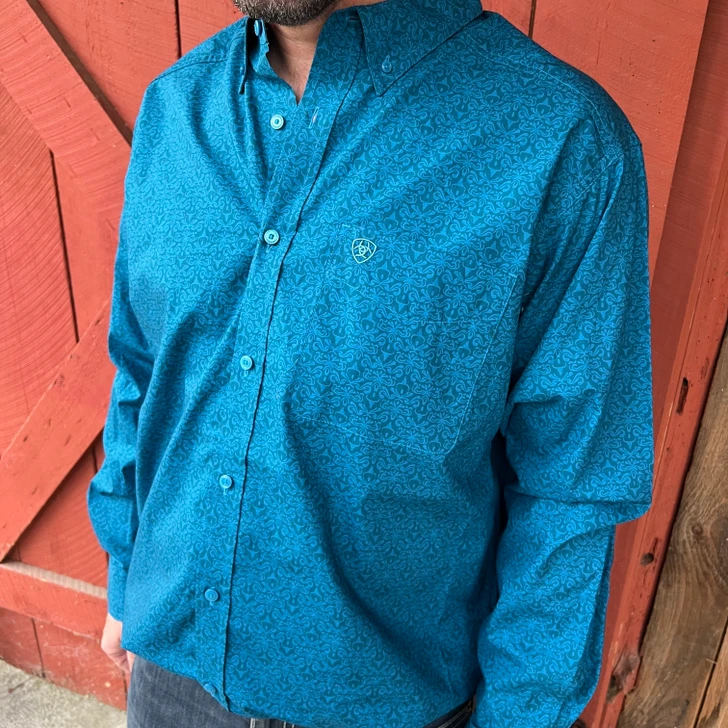 Ariat Men's Dark Teal Terrell Classic Fit Button Shirt 10065771