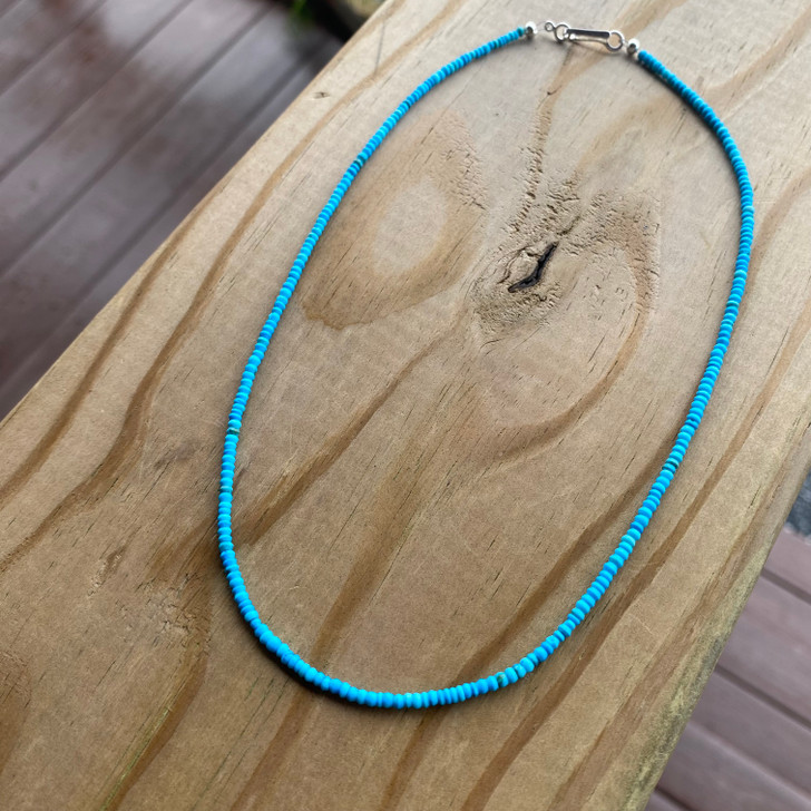 16" Tiny Turquoise Heishi Bead Necklace
