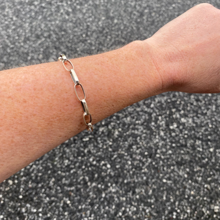 8" Sterling Silver Paper Clip Chain Bracelet