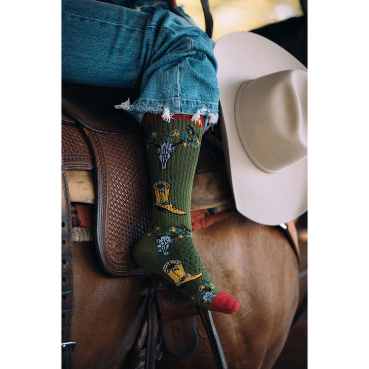 Lucky Chuck Green Get a Little Western Performance Sock