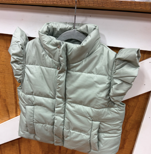 Girl's Sage Green Puffer Vest