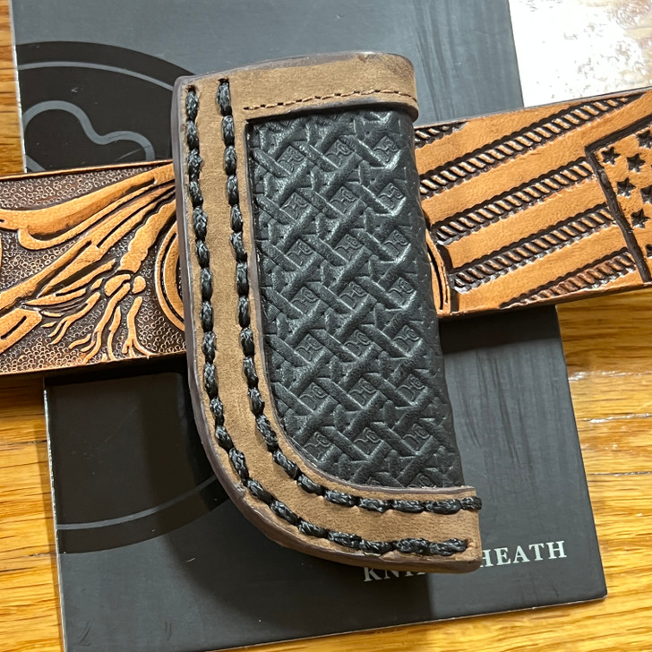 Hooey Hands Up Basket Weave Basket Weave Embossed Leather Knife Sheath