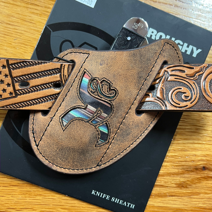 Hooey Hawk Serape Tan Leather Pancake Knife Sheath
