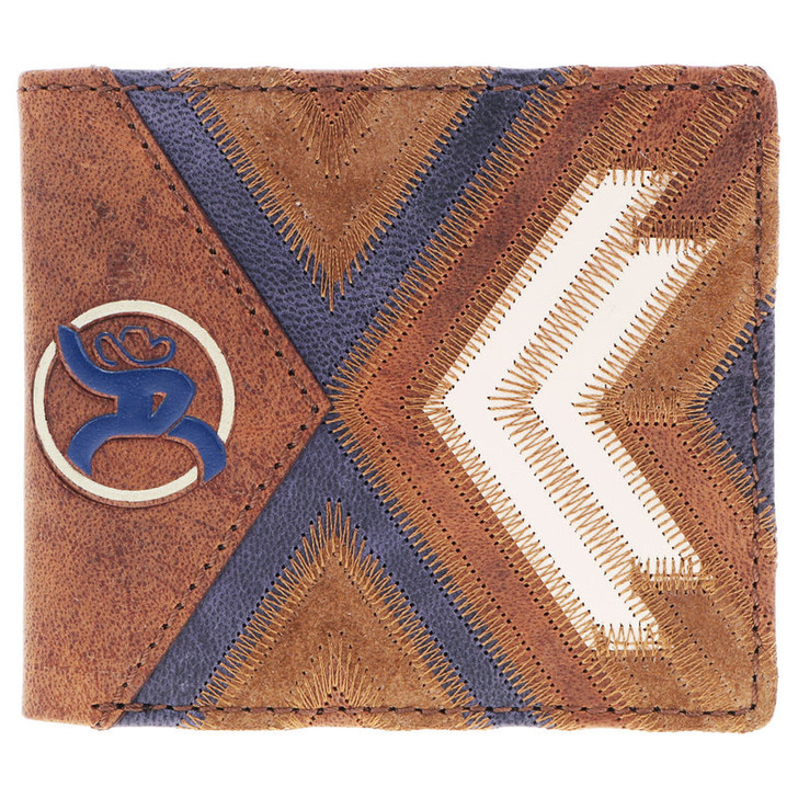 Hooey Kamali Roughy Roughout Brown Blue & Ivory Bifold Wallet