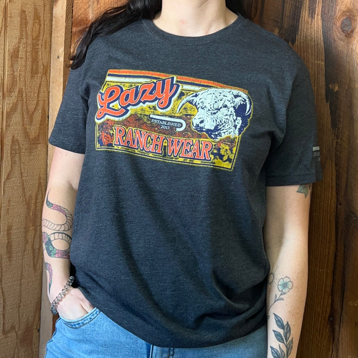 Lazy J Ranch Charcoal Retro Ranch Short Sleeve T-Shirt