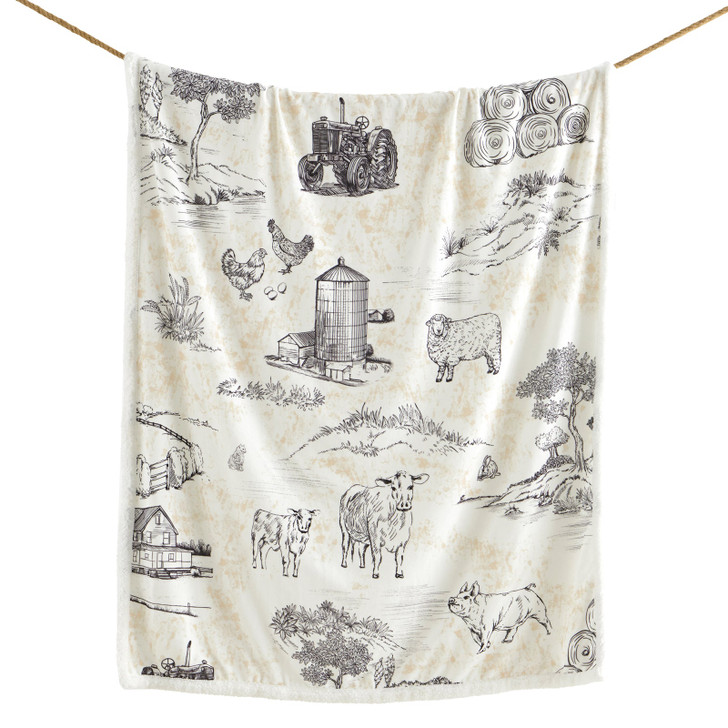 Farm Life Brown Campfire Sherpa Throw Blanket