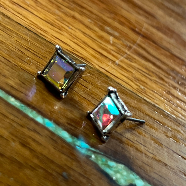 Small Rhinestone Square Stud Earrings