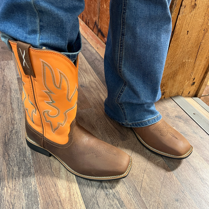 Twisted X Youth Orange and Tan Top Hand Boot