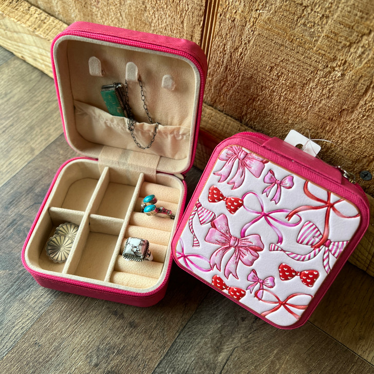 Pink Bows Travel Jewelry Box